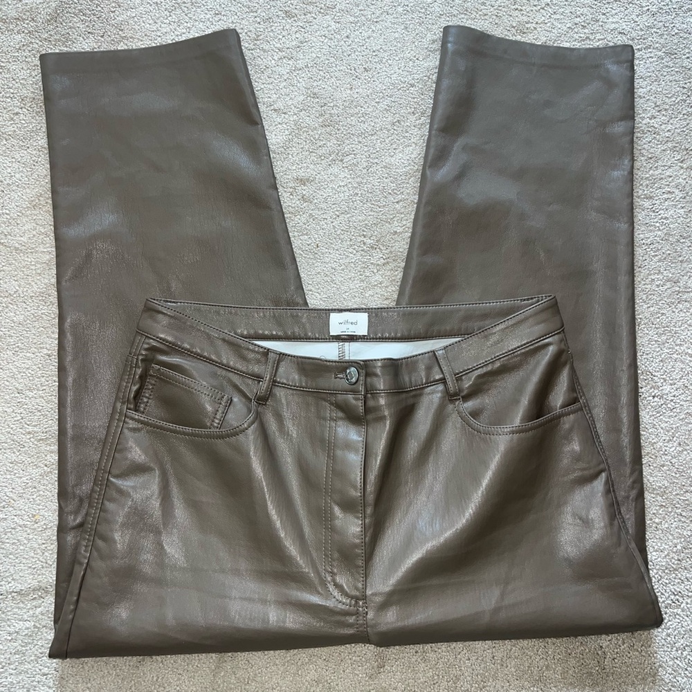 Aritzia Wilfred Brown Faux Leather Flared Jeans